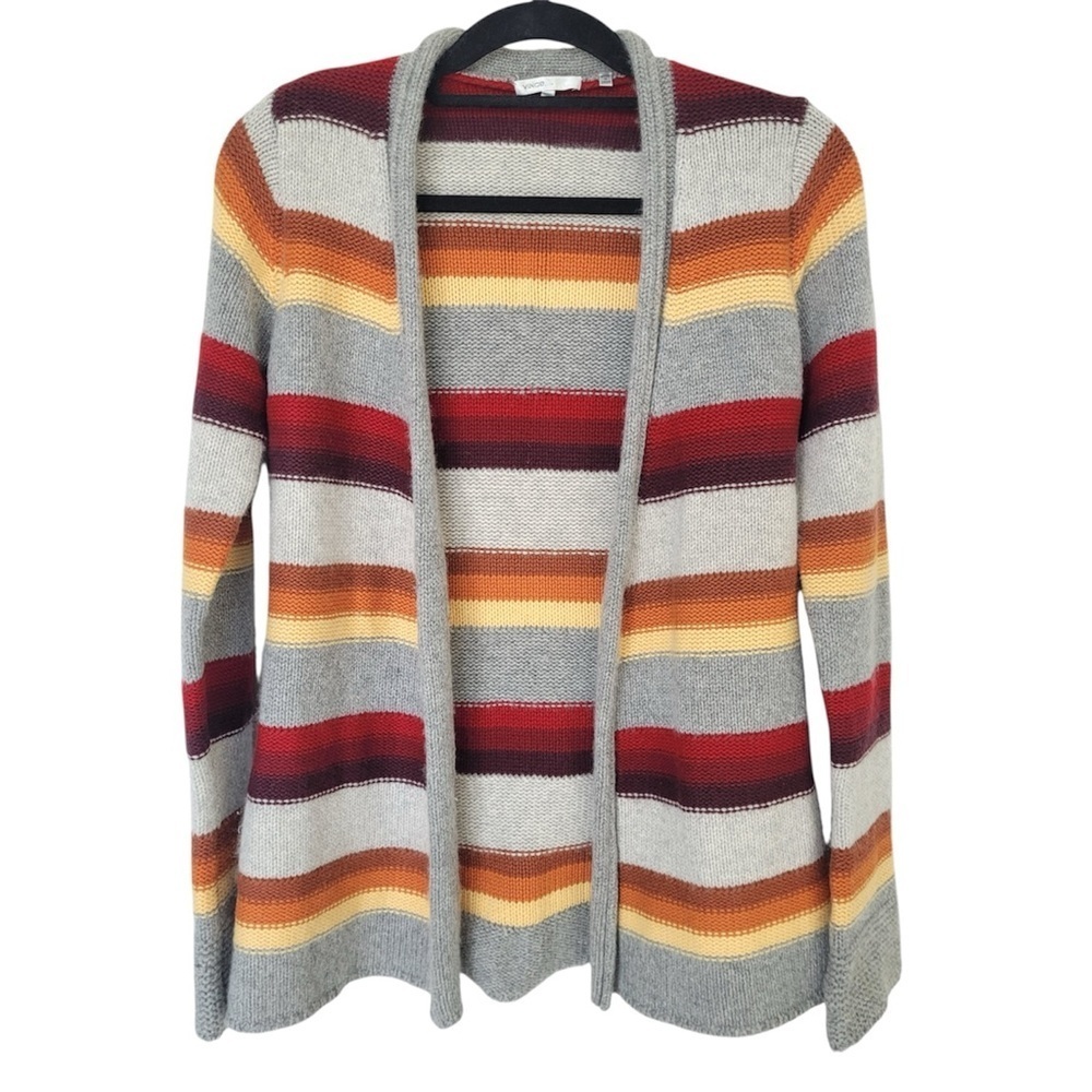 ✅ Vince 100% cashmere warm striped open front cardigan sweater size S